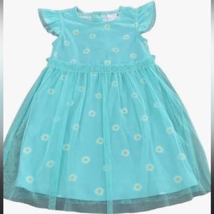 Hannah Anderson daisy print tule dress in sky blue sz 10 NEW
